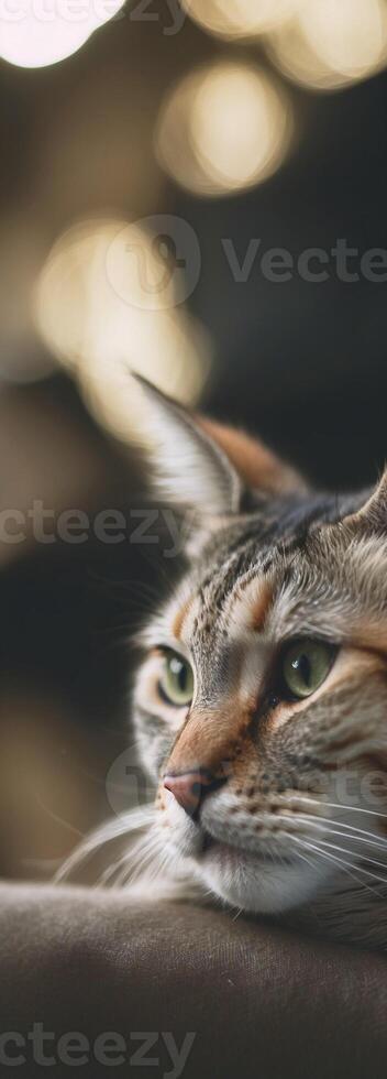 A cat is looking off into the distance photo