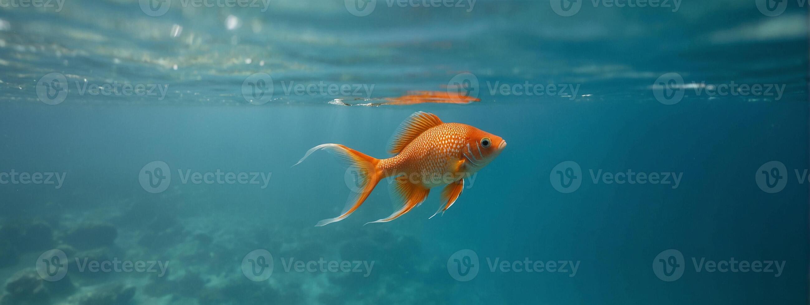 An orange fish swimming in the ocean photo