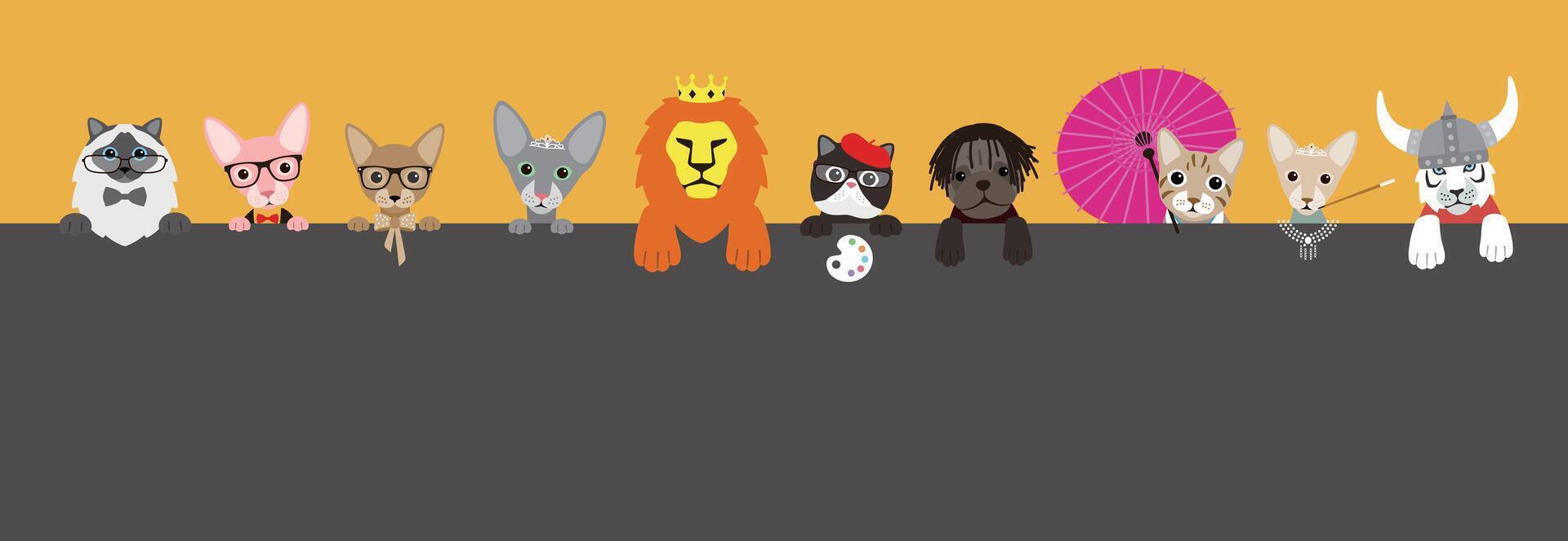 Portrait of animals, wearing something, cool style, cosplay vector
