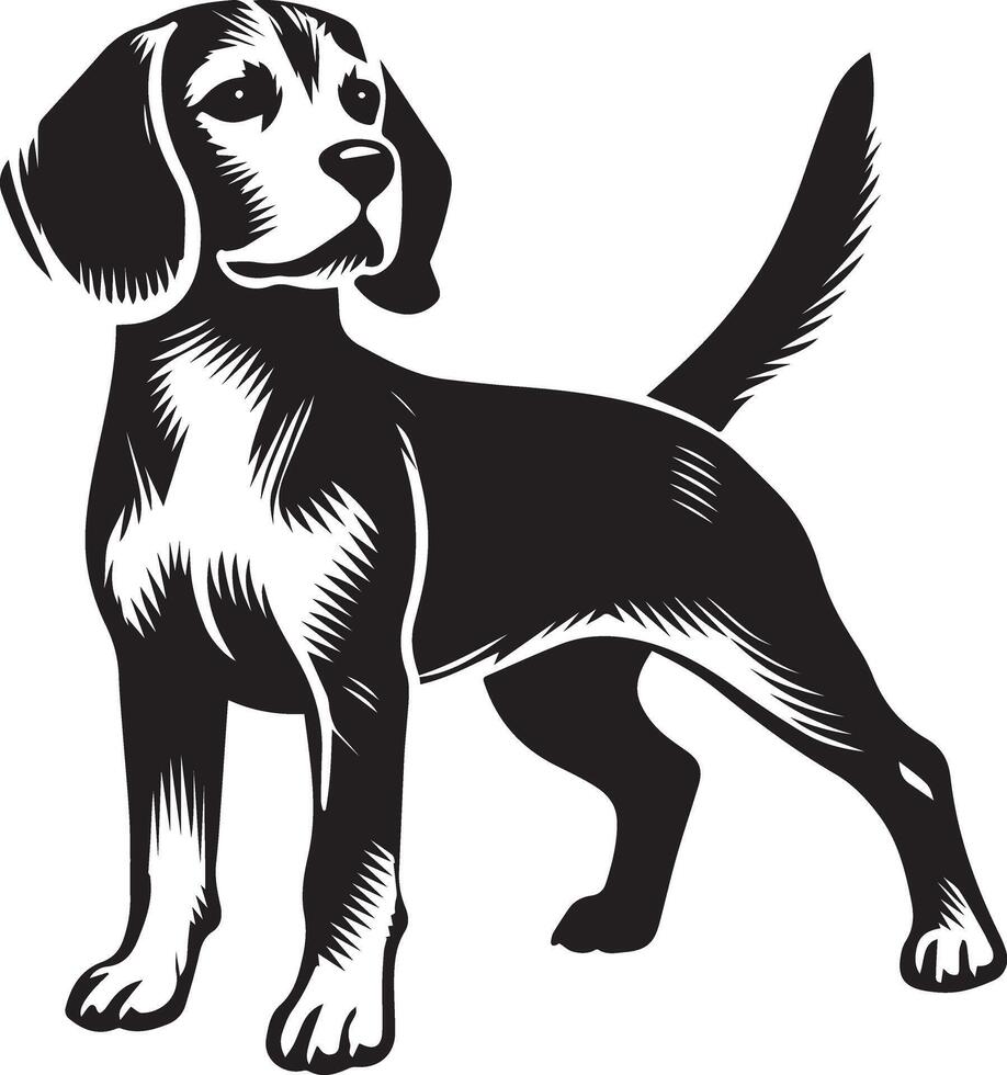 Beagle Silhouette Black and White Dog Illustration Design vector