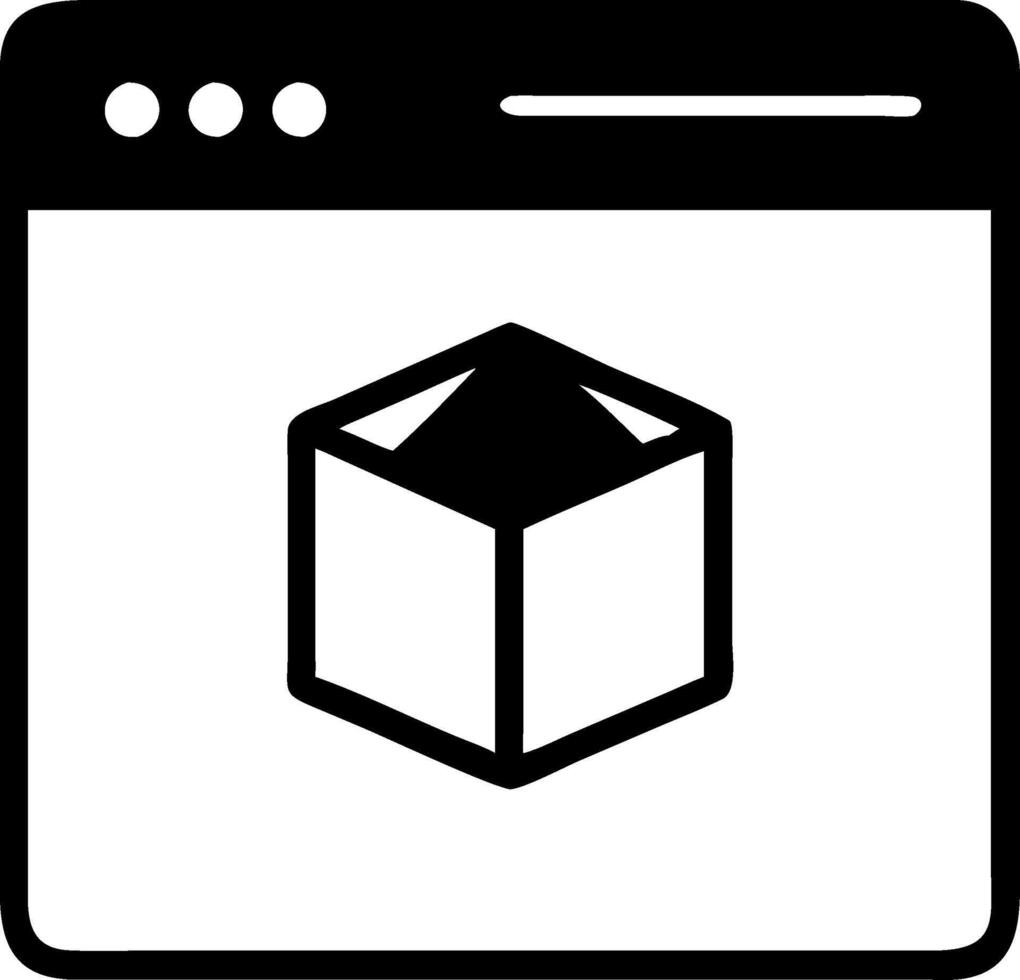 3D Box in Browser Window for Web Design and Application Development vector