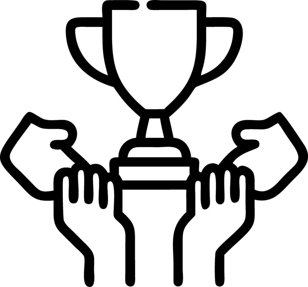 Macro of Hands Holding a Team Trophy After Completion vector