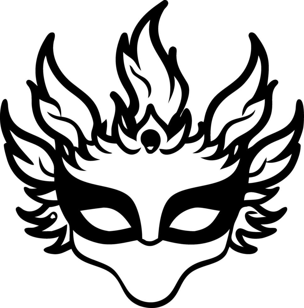 Abstract Fantasy Mask Art with Intricate Flame Design vector