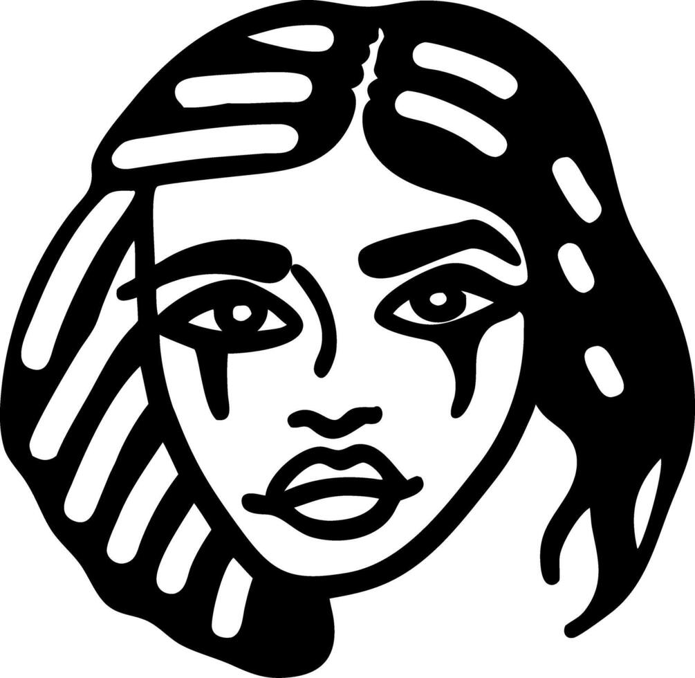 Abstract Female Portrait Minimalist Black Line Art for Creative Design Projects vector