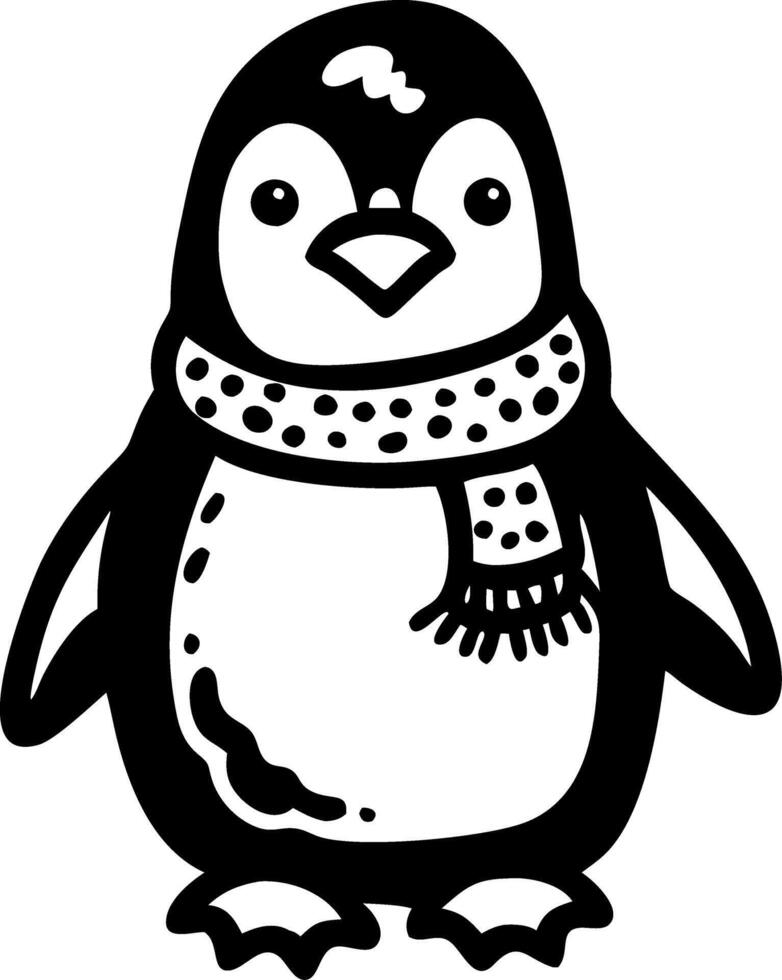 Adorable Penguin Wearing Cozy Scarf Winter Illustration vector