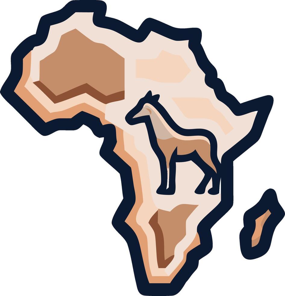 African Continent Map with Giraffe Illustration for Educational and Artistic Use vector