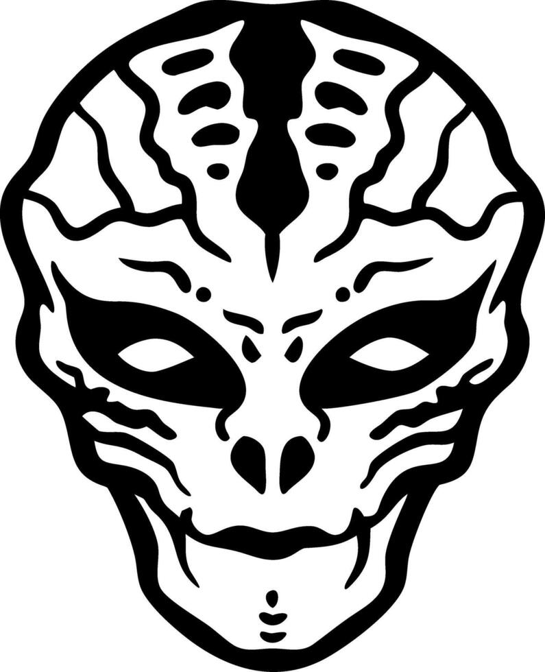 Alien Skull Art for Tattoo and Coloring Books vector
