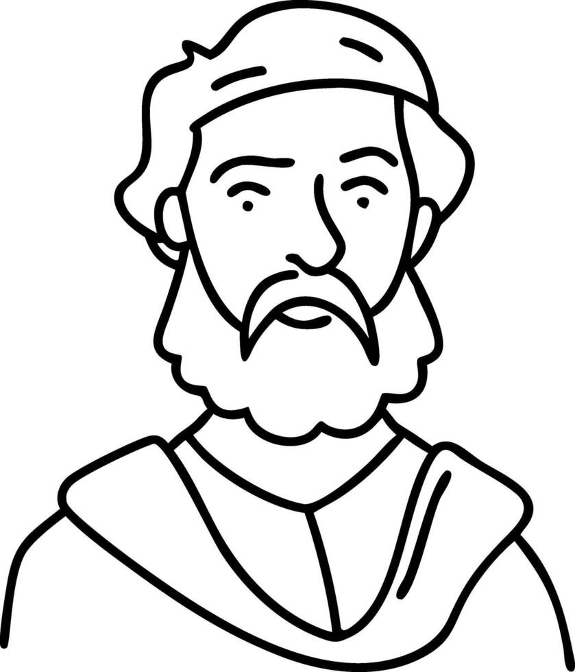 Ancient Philosopher Line Art Illustration for Educational and Artistic Use vector