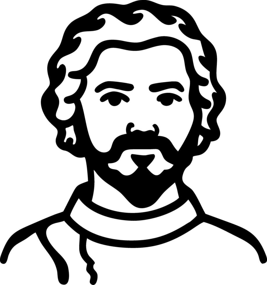 Ancient Male Portrait Art for Tattoos and Coloring vector