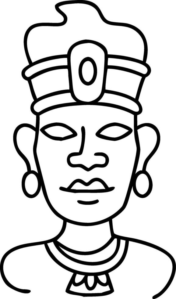 Ancient Tribal Warrior Headpiece Line Art for Tattoos and Coloring Books vector