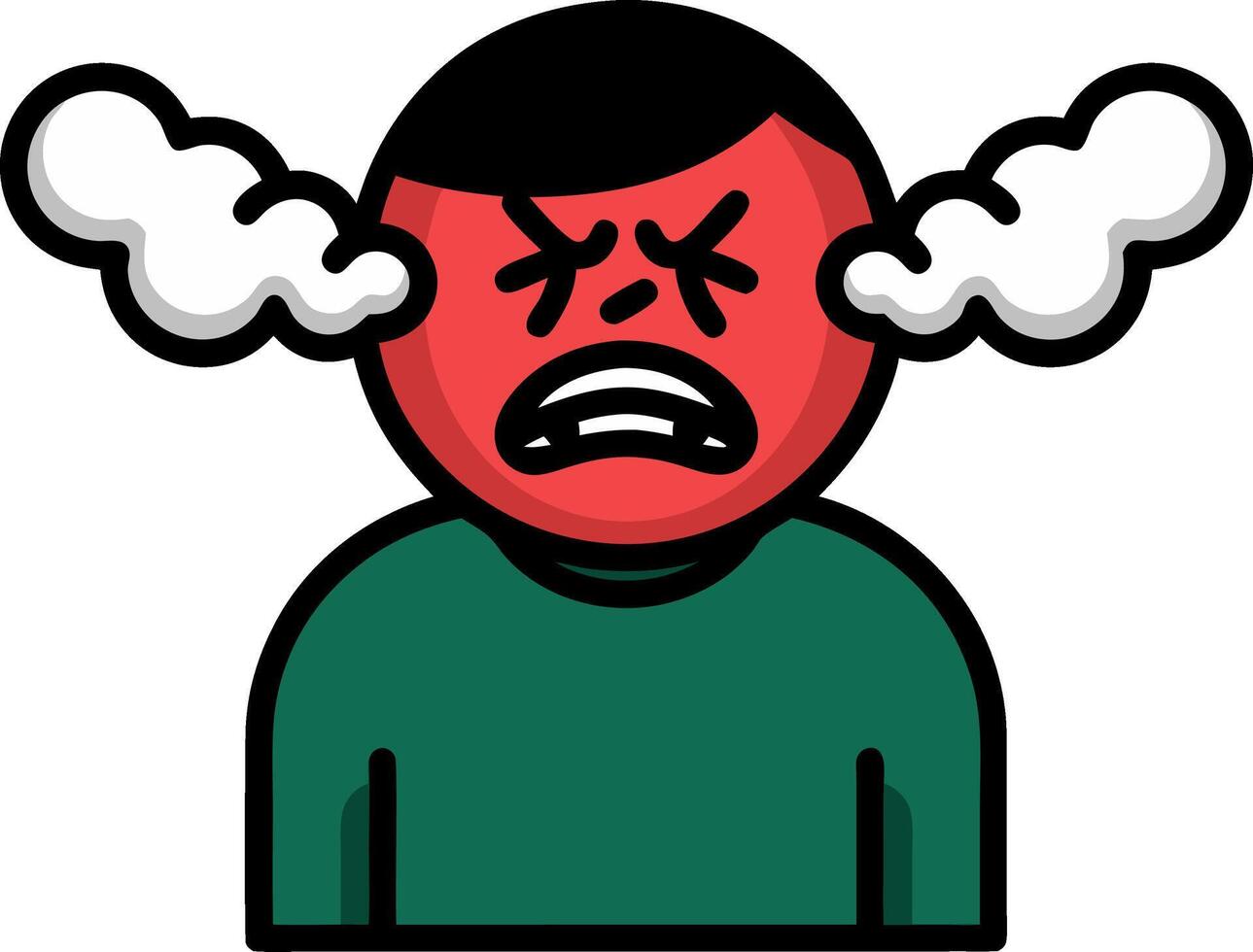 Angry Cartoon Character with Red Face and Steam for Emotion Expression vector