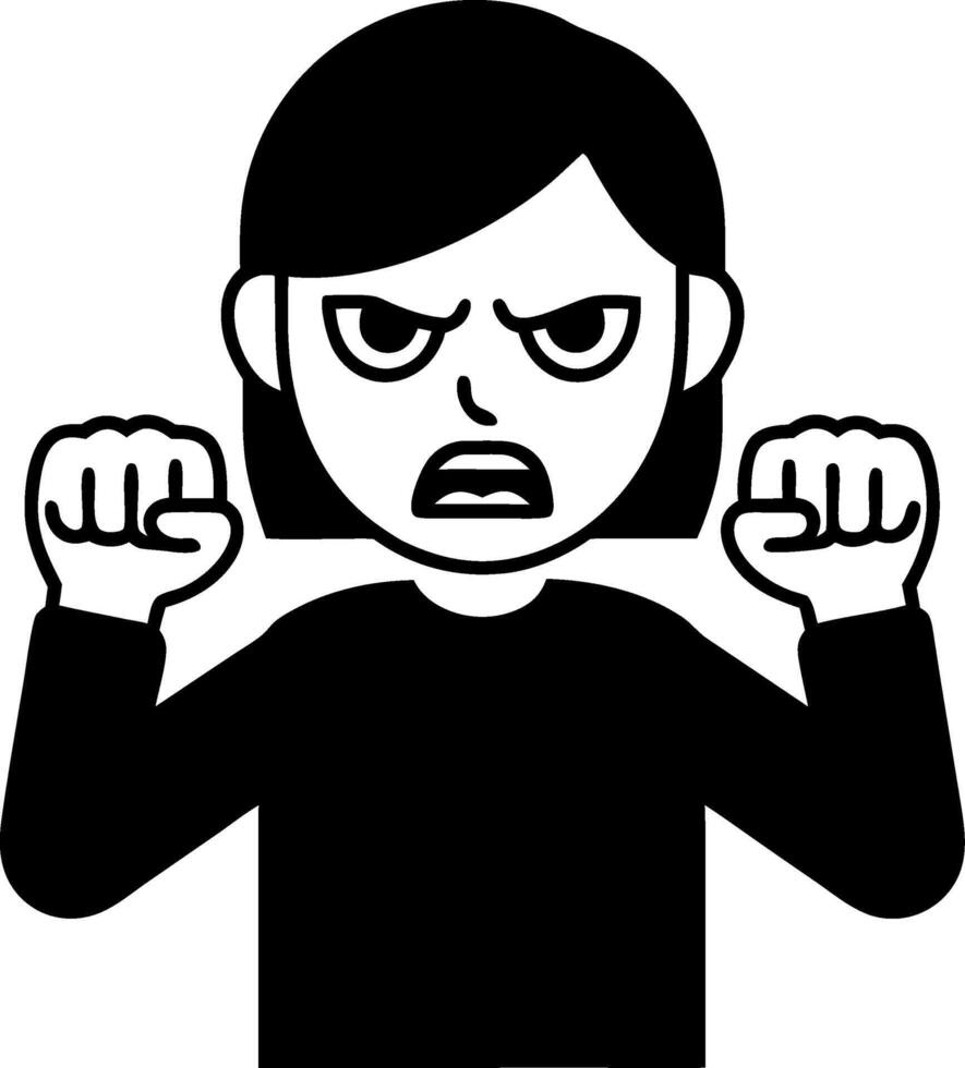 Angry Woman Cartoon Illustration Emotions Expression Design vector