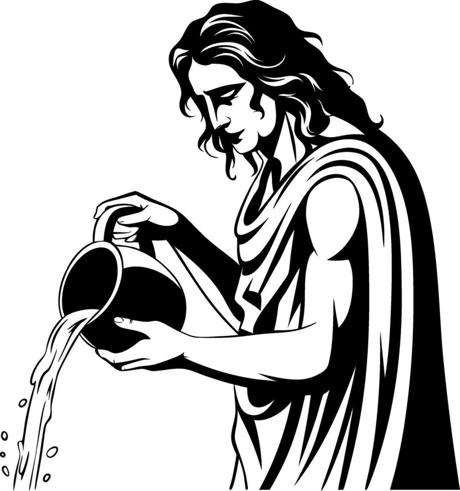 Aquarius Zodiac Water Bearer Illustration for Astrology Art and Design vector