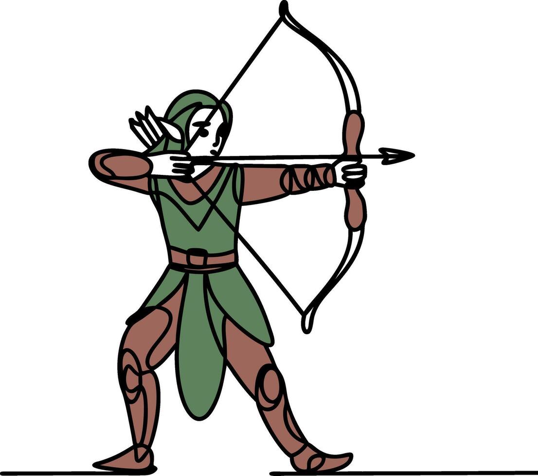 Archer Elf Focused Aim Medieval Fantasy Character Art vector