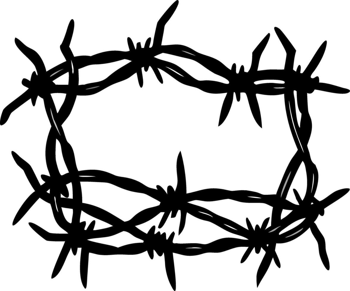 Barbed Wire Frame Illustration for Design Projects and Tattoos vector