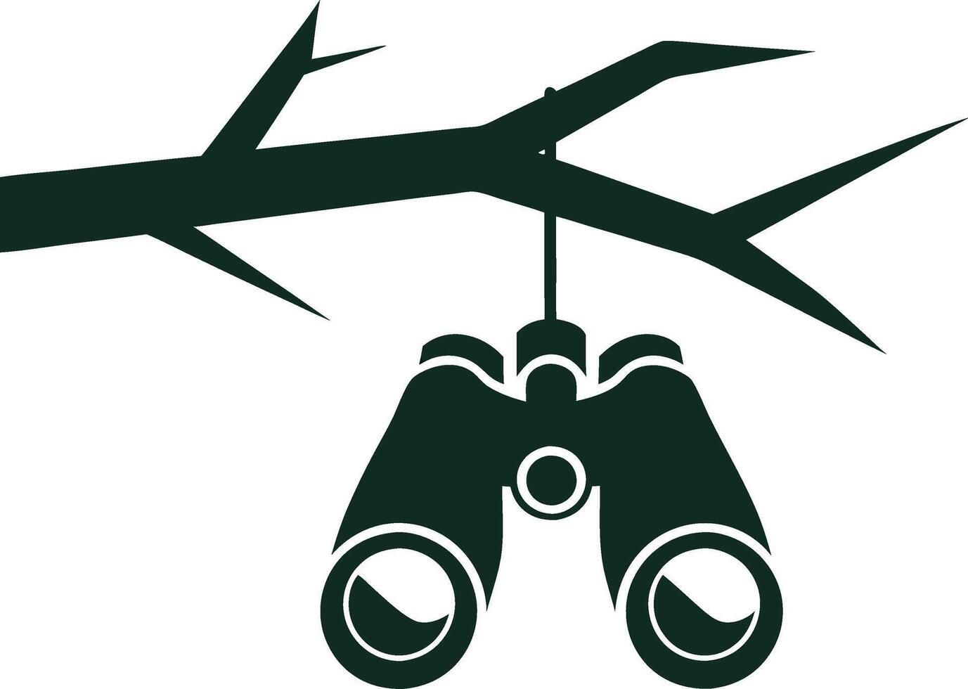 Binoculars Hanging on Tree Branch for Nature Exploration and Observation vector