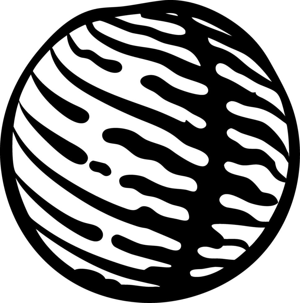 Black and White Abstract Striped Planet for Design Projects vector