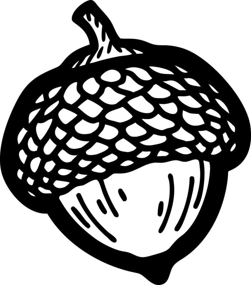 Black and White Acorn Illustration for Nature Themes vector