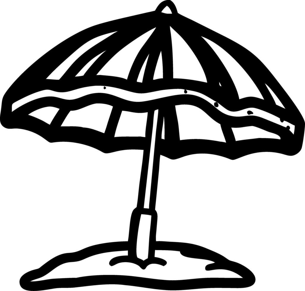 Black and White Beach Umbrella Illustration for Summer Design Projects vector