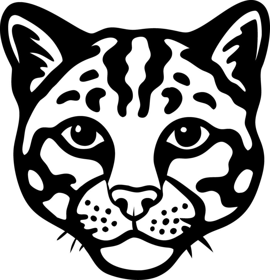 Black and White Cat Face Art for Tattoos and Coloring Books vector