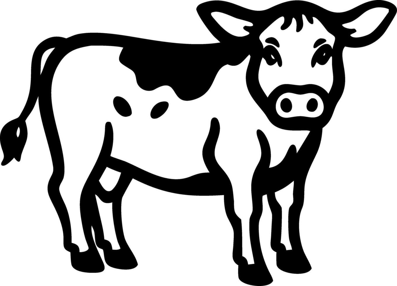 Black and White Cow Illustration for Farm Animal Design and Educational Use vector