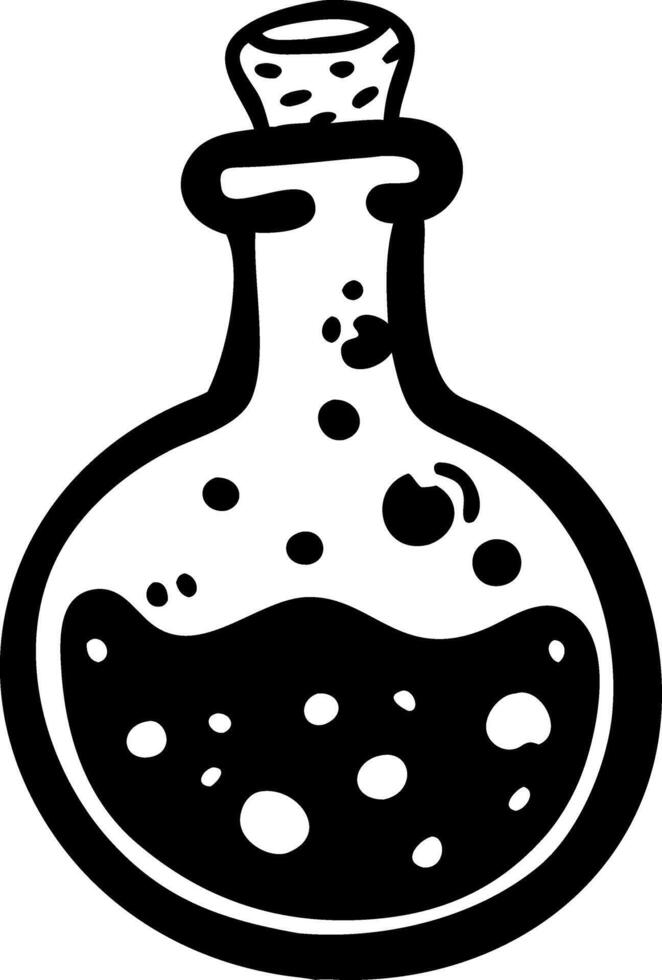 Black and White Potion Bottle Illustration for Science or Fantasy Themes vector