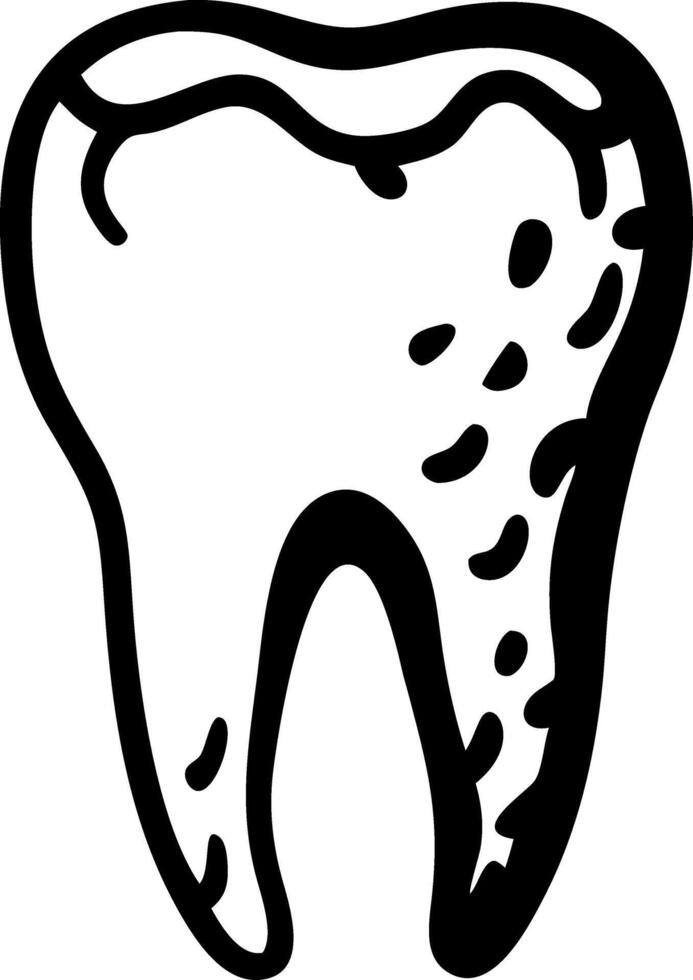 Black and White Tooth Outline Art for Dental Health Design vector