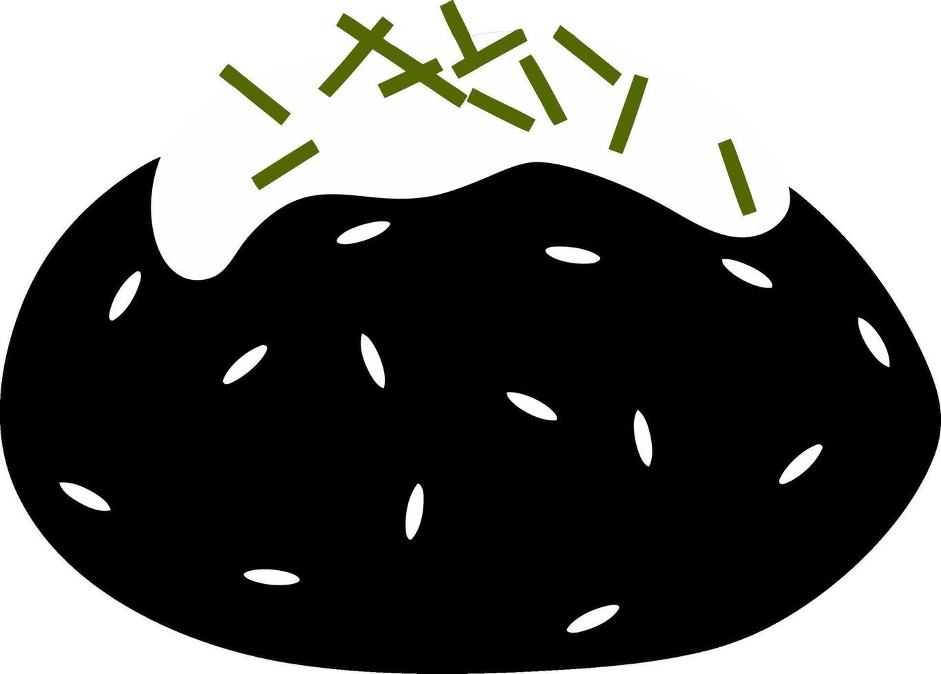 Black Bun with Cream Topping and Chives Illustration for Culinary Design vector
