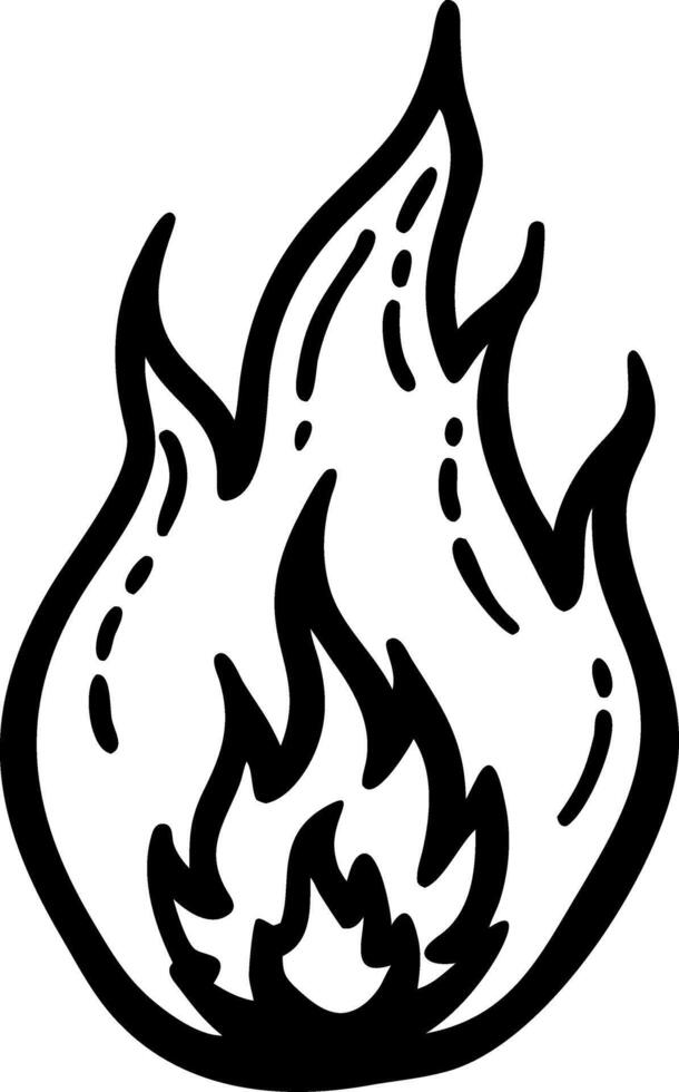 Black Flame Outline Symbol Illustration for Tattoos and Graphic Design Use vector