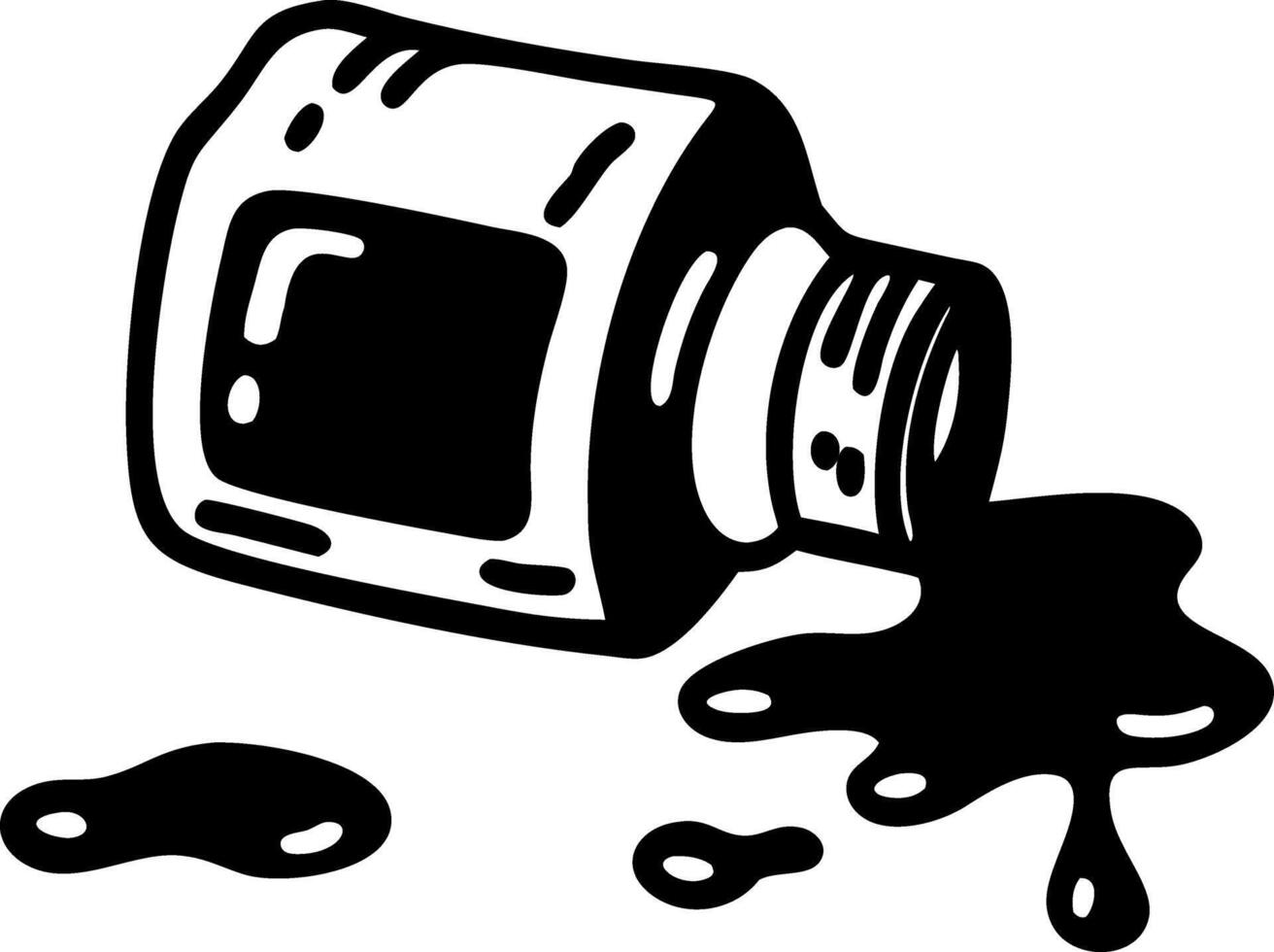 Black Ink Bottle Spilling Illustration for Artistic Designs and Craft Projects vector