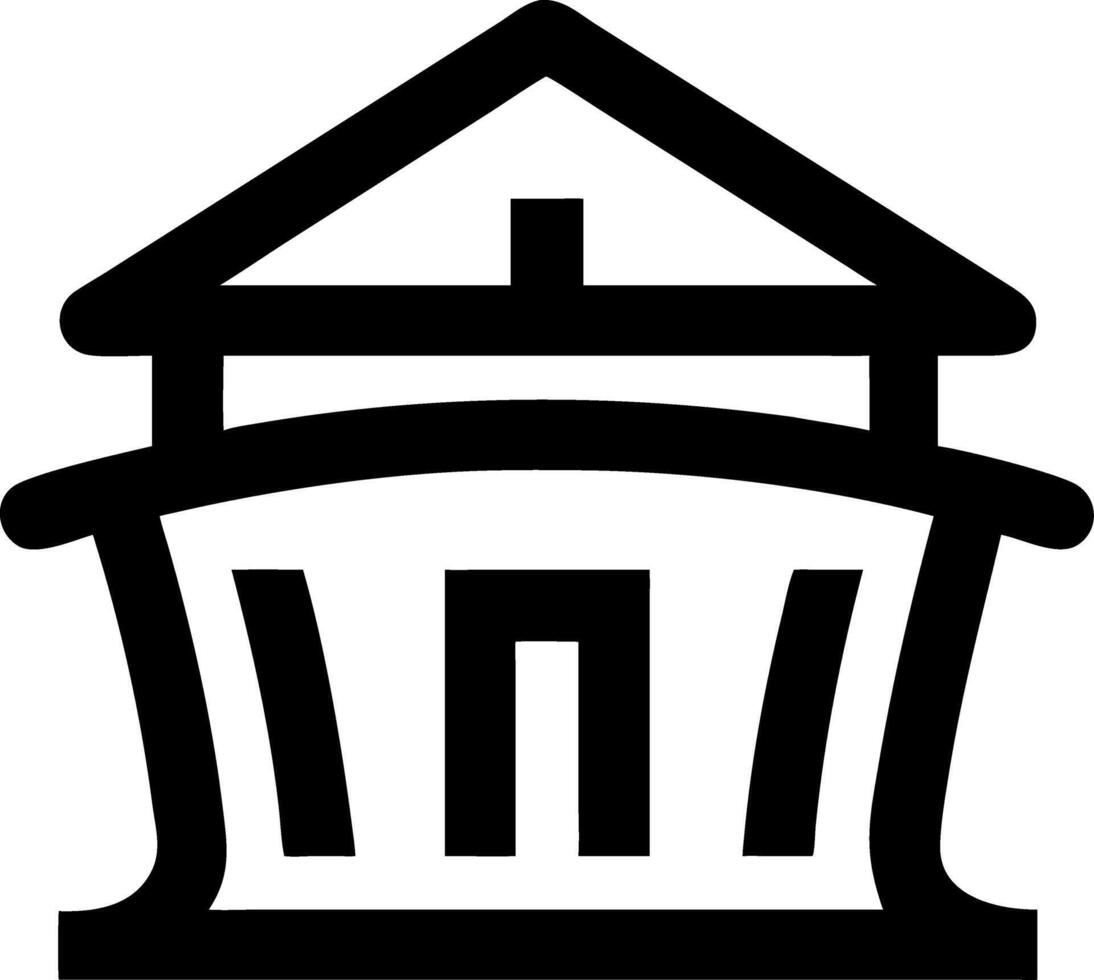 Black Outline Courthouse Classic Column Architecture Illustration vector