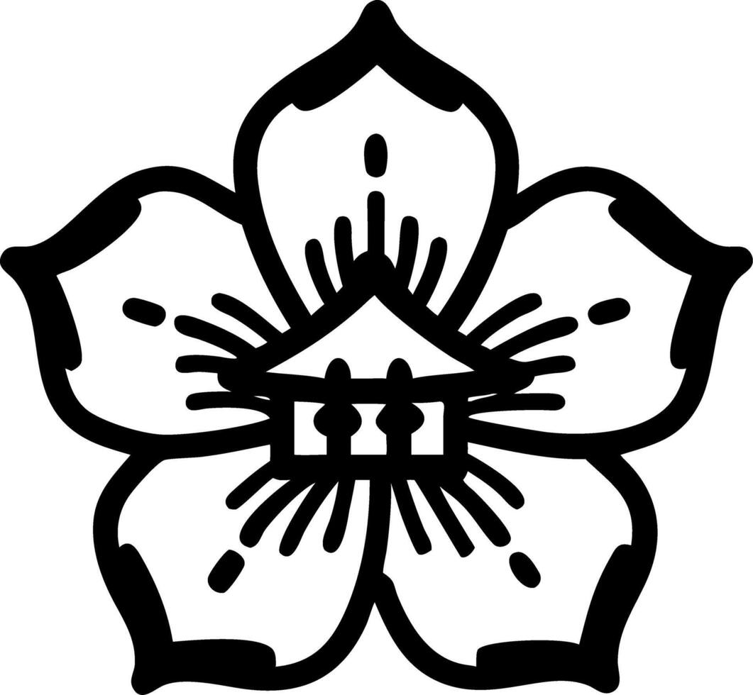 Black Outline Floral Symbol Decorative Blossom for Artistic Designs and Illustrations vector