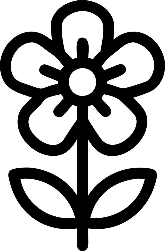 Black Outline Flower Illustration Simple Floral Design vector