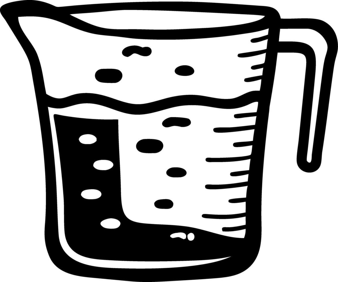Black Outline Measuring Cup Illustration for Kitchen and Science Uses vector