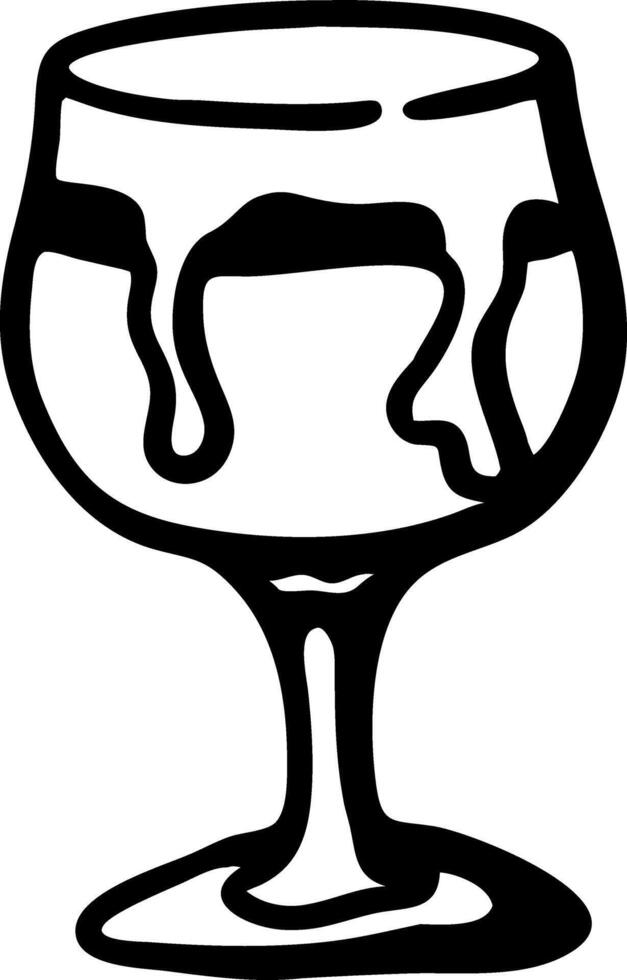 Black Outline Melting Liquid in Wine Glass Art Design vector
