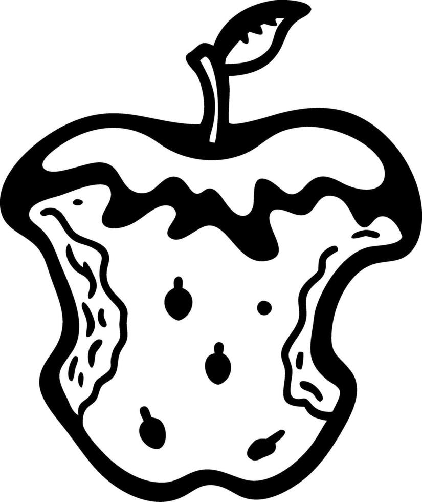 Black Outline of Apple Core Symbolizing Waste and Consumption vector