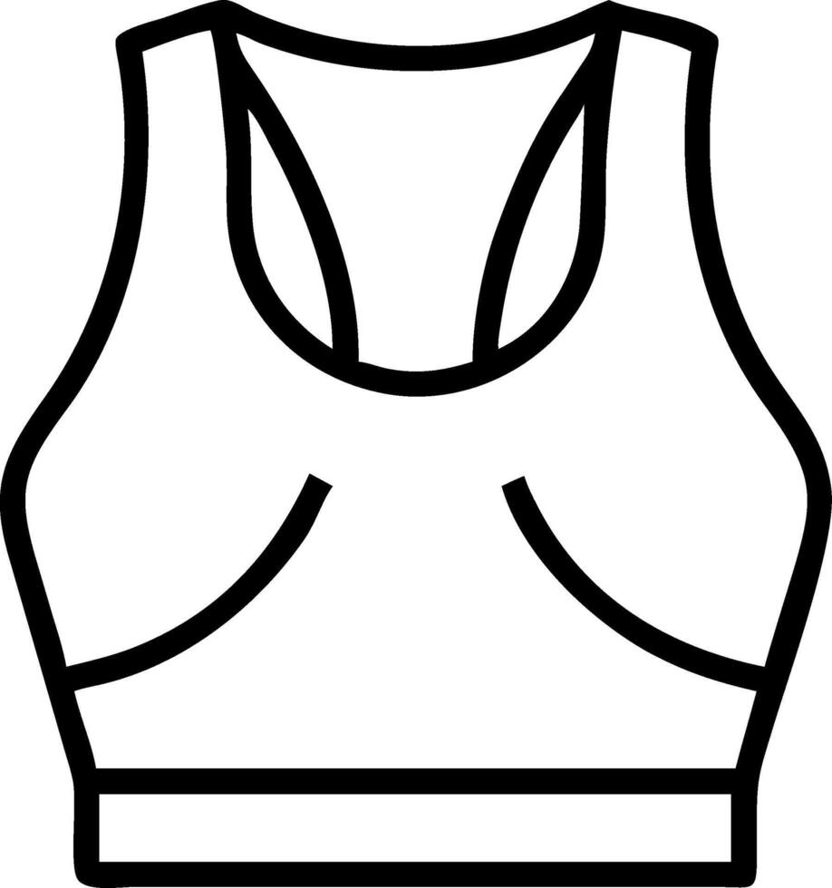 Black Outline of Women's Sports Bra for Activewear Design and Fitness Apparel vector