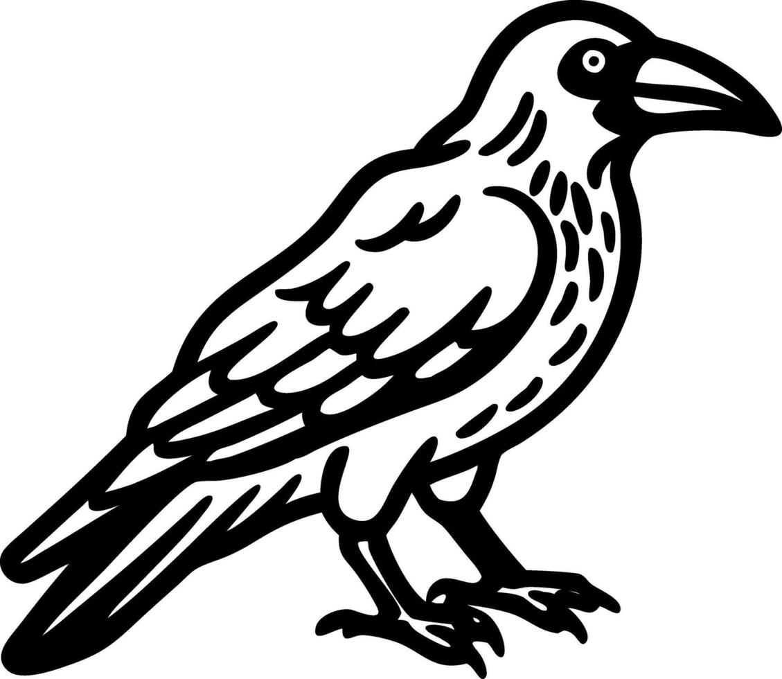 Black Raven Outline Art for Tattoo and Design Use vector