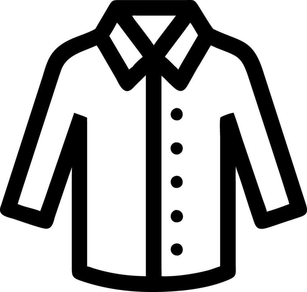 Black Shirt Outline with Collar and Buttons for Fashion Design and Clothing Illustrations vector