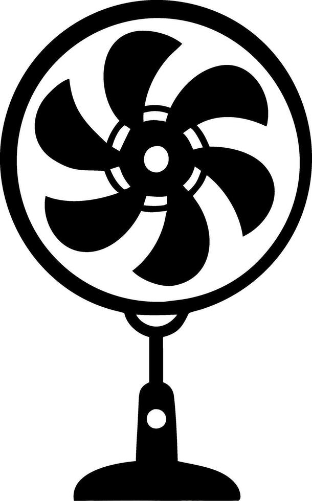 Black Silhouette Electric Fan for Summer Cooling Design vector