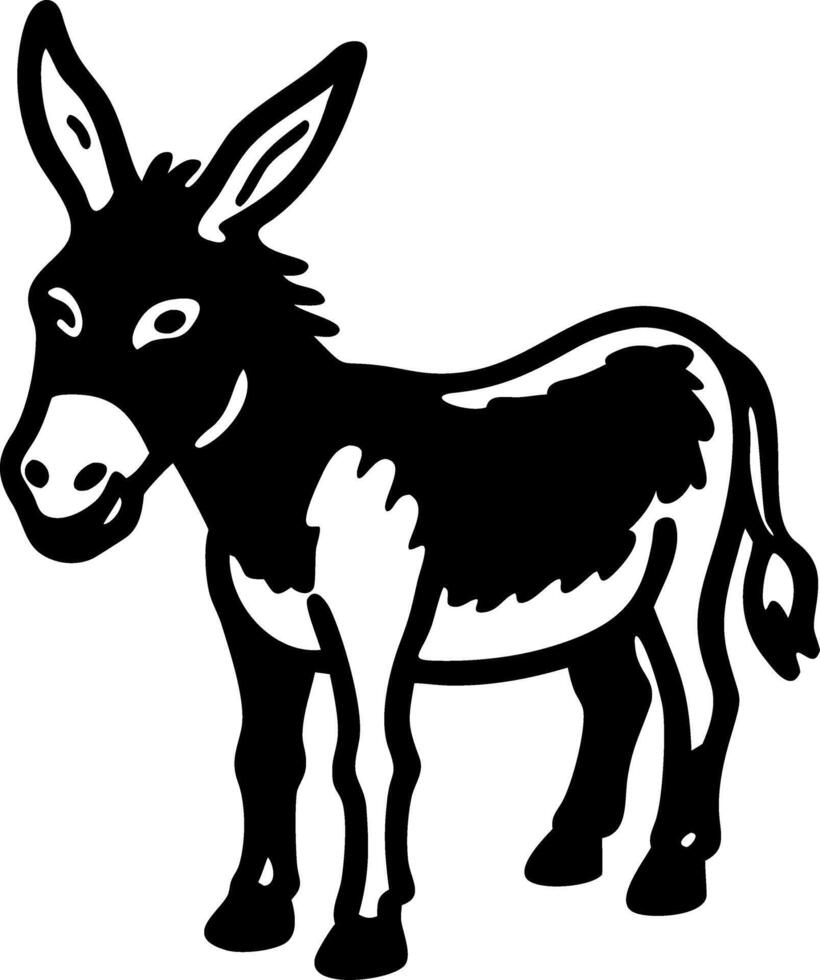 Black Silhouette Donkey Art for Tattoo and Coloring Book Design vector