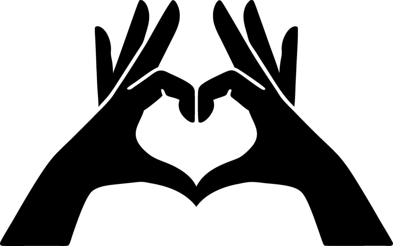 Black Silhouette Hands Forming Heart Shape Gesture for Artistic Designs vector