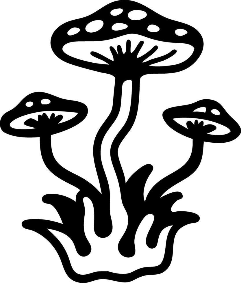 Black Silhouette of Mushrooms for Art Decor and Design vector