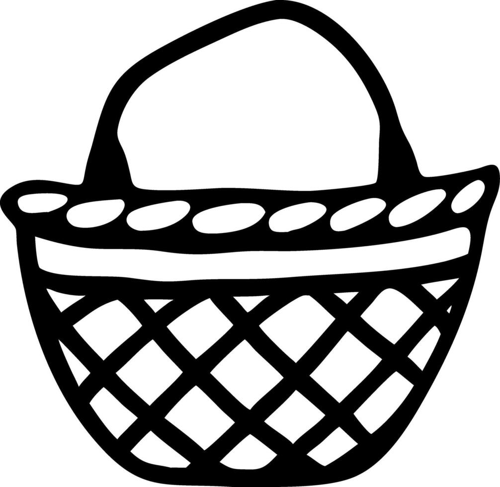 Black Silhouette Picnic Basket for Graphic Design and Craft Projects vector