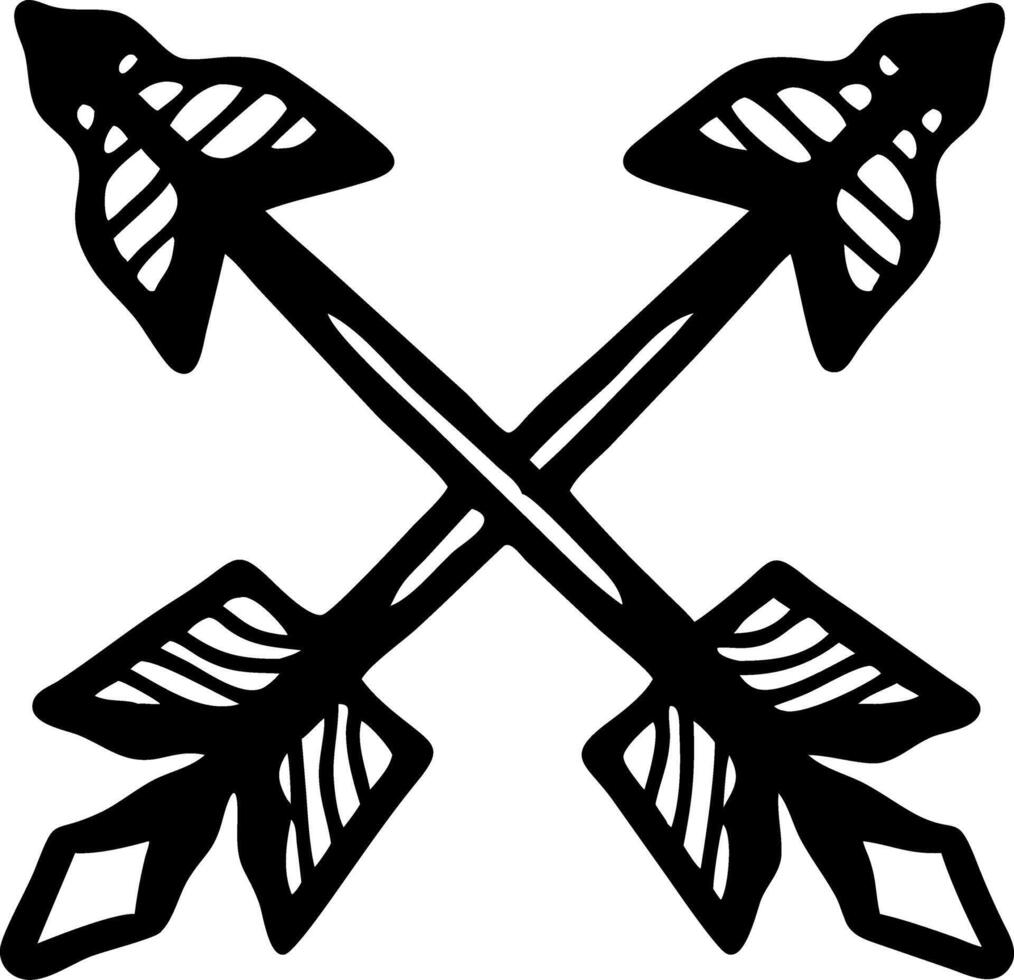 Black Crossed Arrows Tribal Design for Tattoos and Craft Projects vector