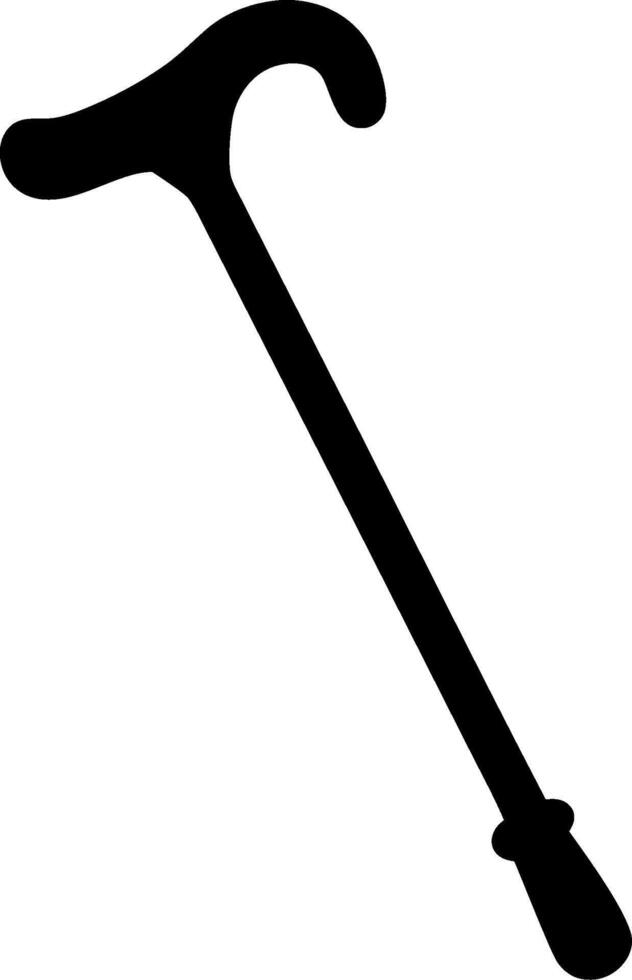 Black Walking Cane Silhouette for Mobility Aid Design and Illustration vector