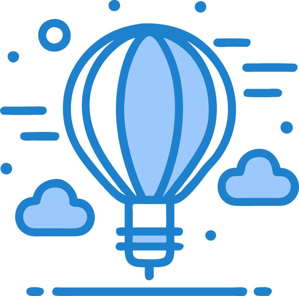 Blue Hot Air Balloon with Clouds and Sky Elements for Decoration vector