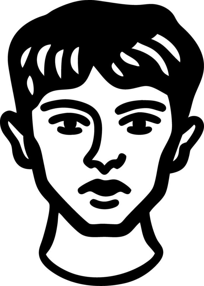 Bold Black Line Art of Male Face Illustration for Creative Projects vector