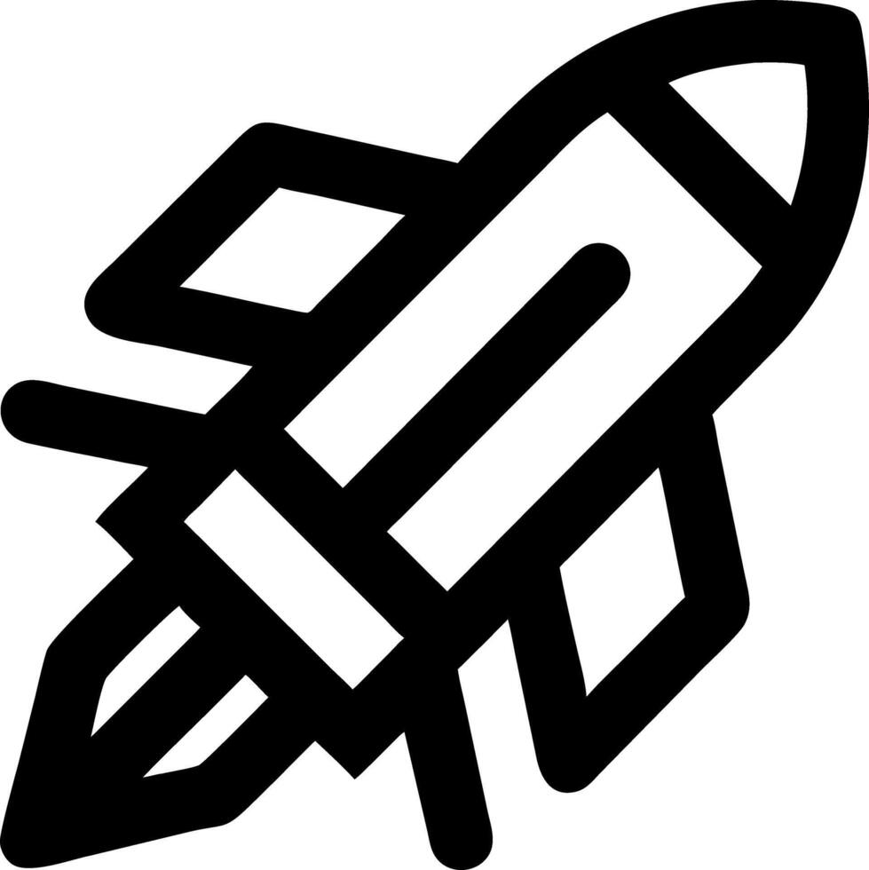 Bold Black Rocket Pencil Illustration for Creative Design Projects vector