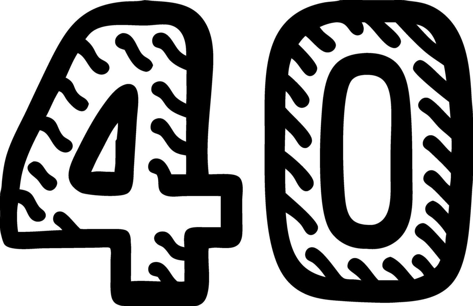 Bold Hand-Drawn 40 Number Illustration for Celebrations and Design Projects vector